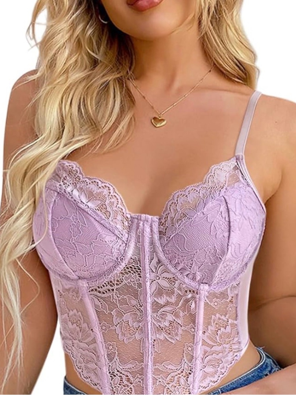 Lace Bustier Corset Top - Lavender